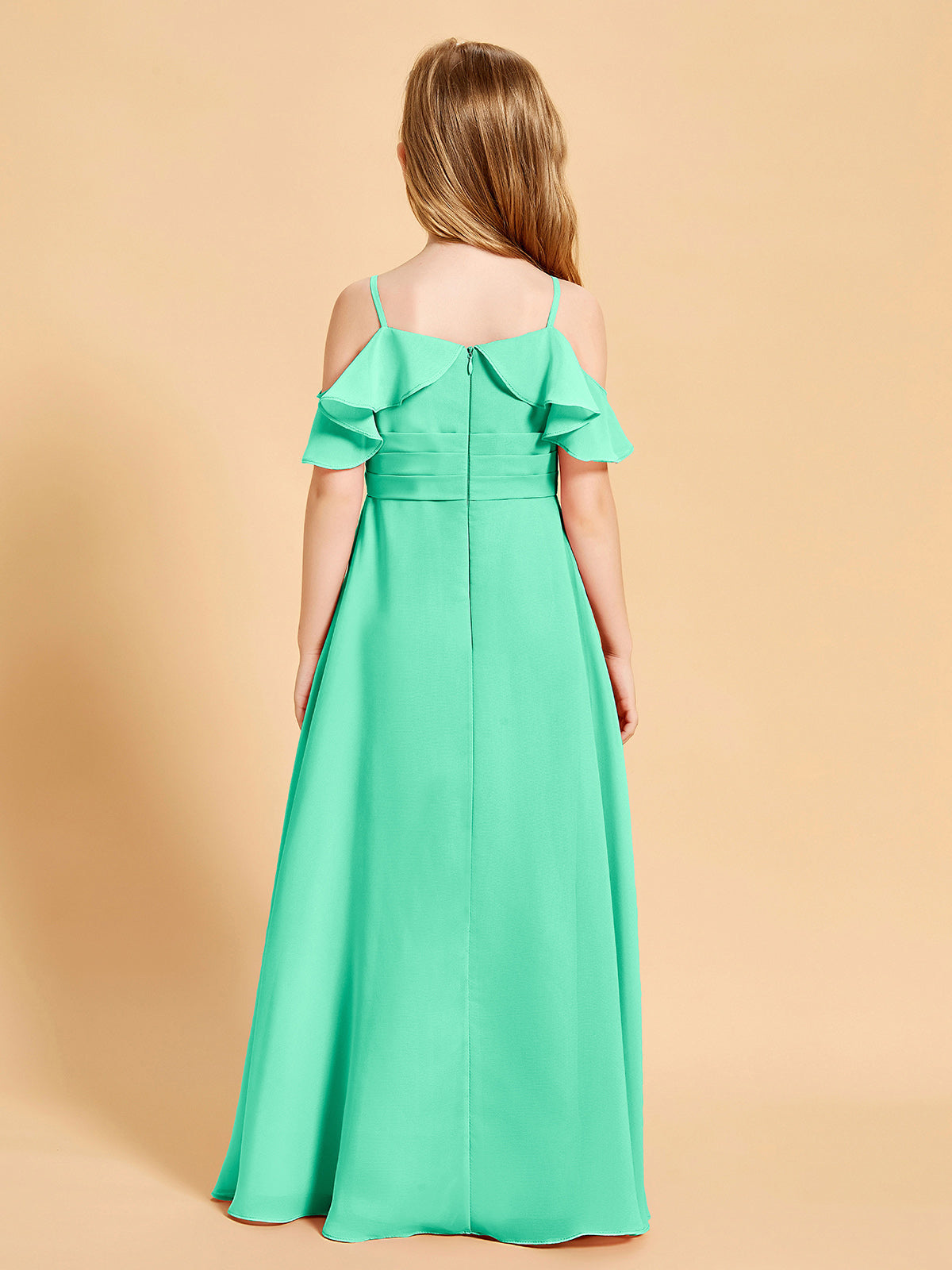 Off-the-Shoulder Bridesmaid Gown for Juniors Turquoise